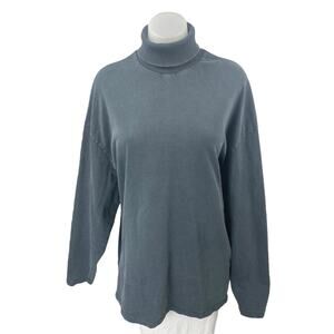 Collusion Women's Blue Long Sleeve Turtleneck Logo Loose Fit Sweater Top Size 4